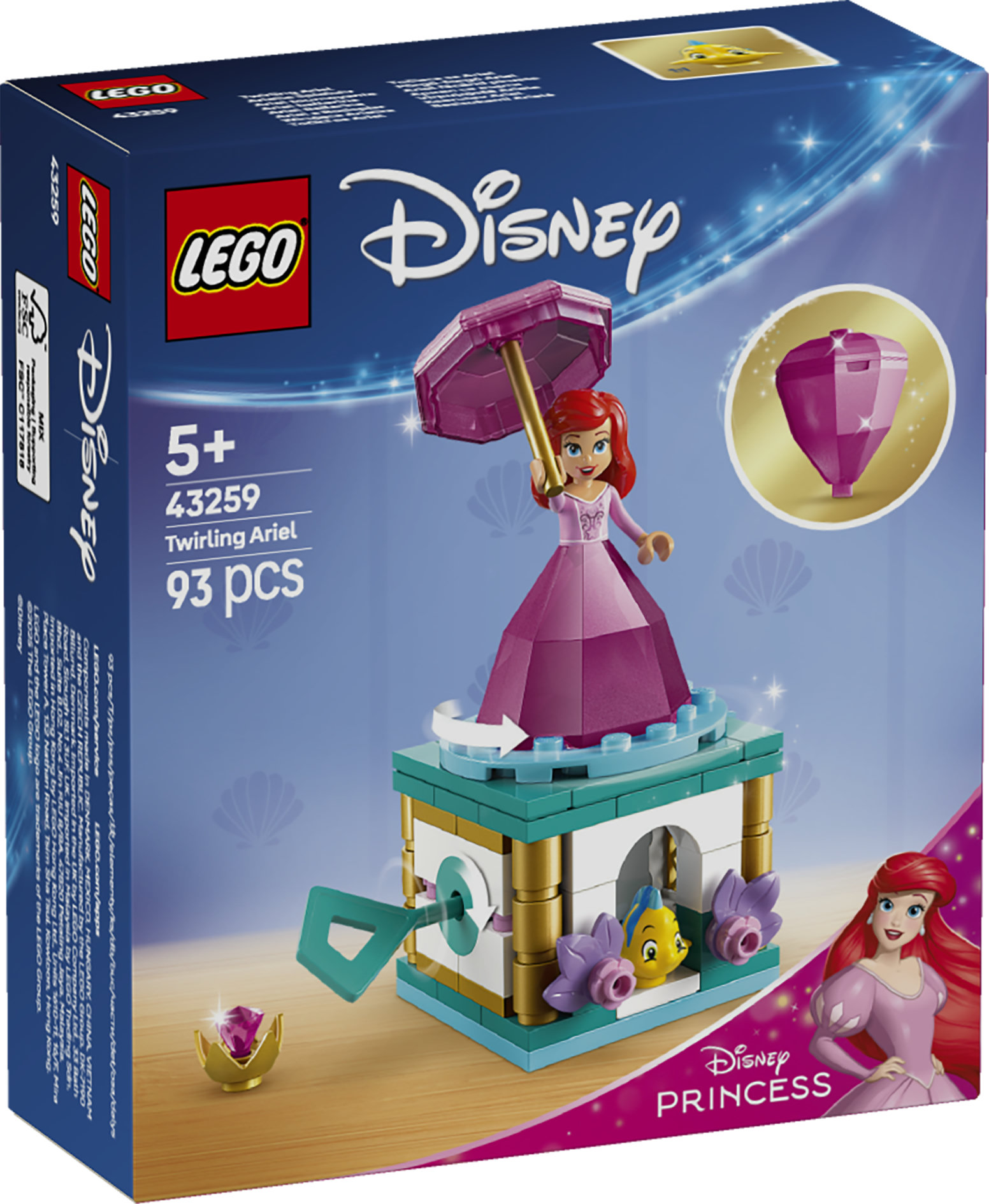 LEGO Disney Princess ǀ 43259 Ariel Ballerina, Giochi da Principesse per Bambine e Bambini 5+ con Supporto per Mini Bambolina