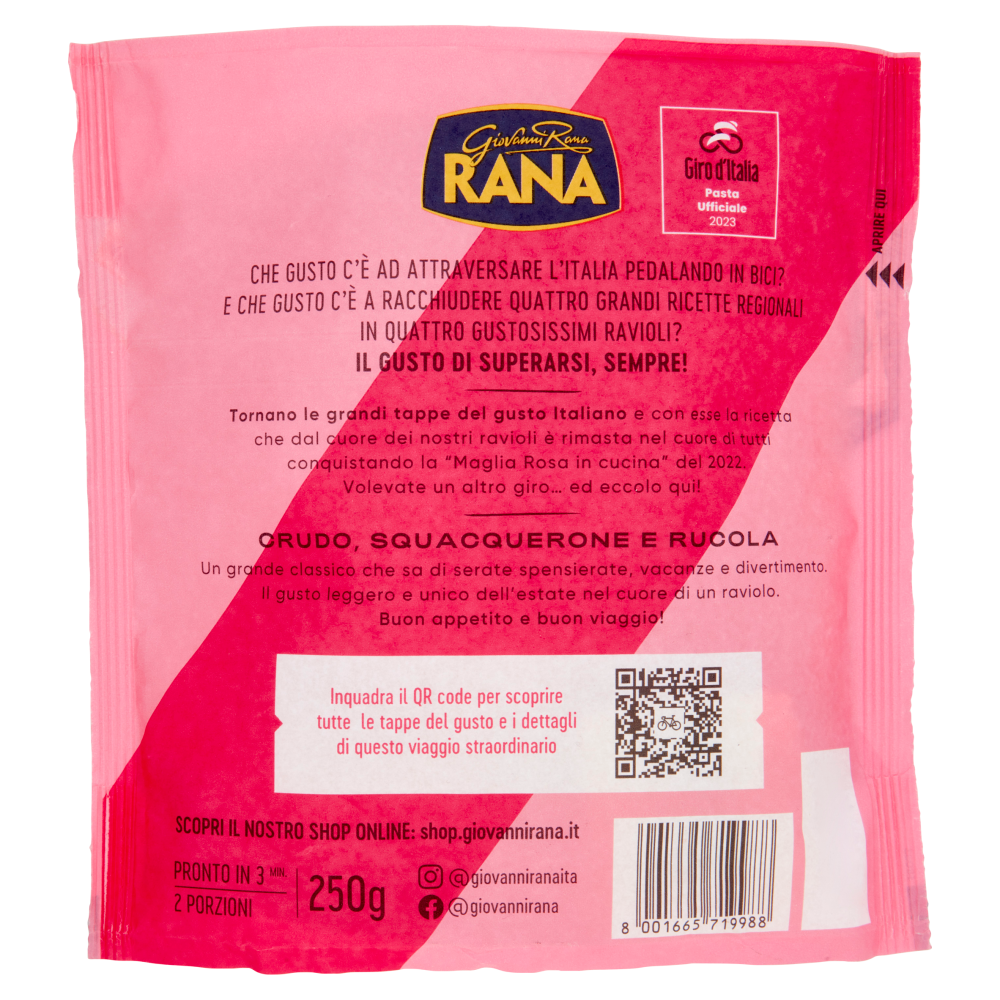 Giovanni Rana Giro d'Italia Ripieno Crudo, Squacquerone e Rucola 250 g