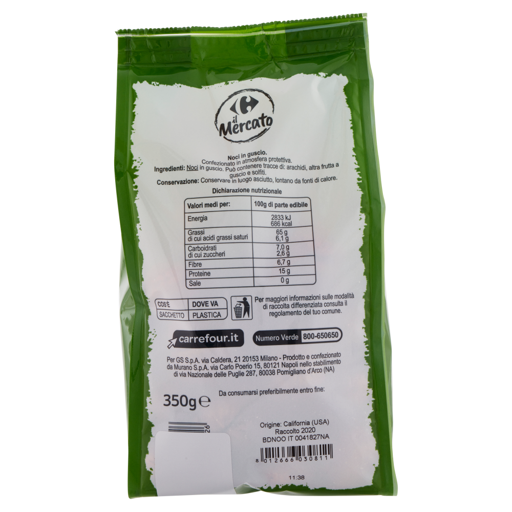 Carrefour il Mercato Noci in guscio 350 g