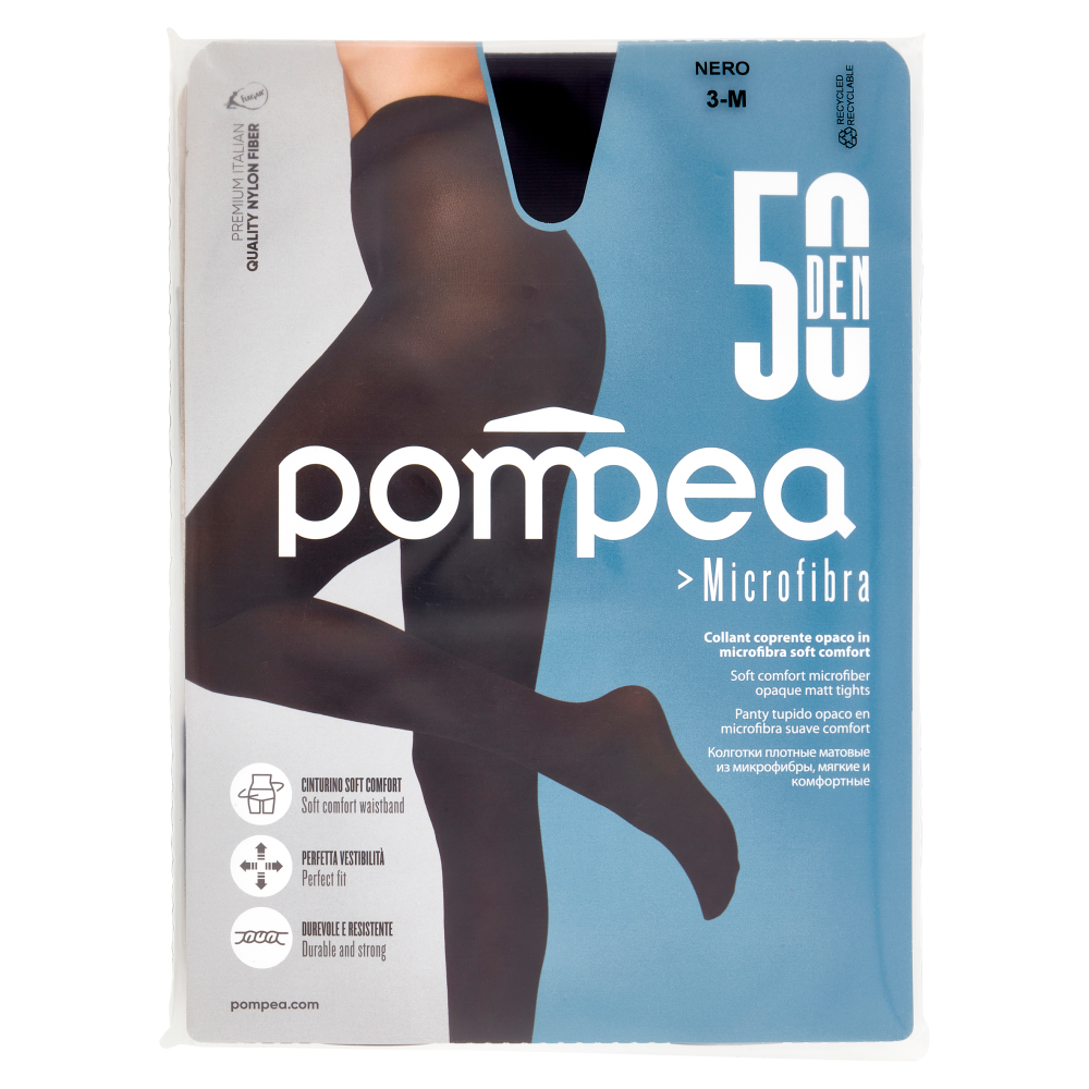 pompea Microfibra Collant coprente opaco in microfibra soft comfort 50 Den 3-M Nero