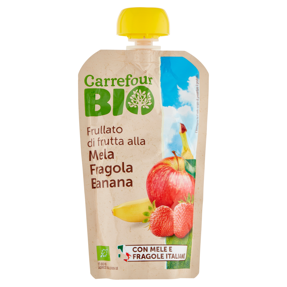 Carrefour Bio Frullato di frutta alla Mela Fragola Banana 120 g
