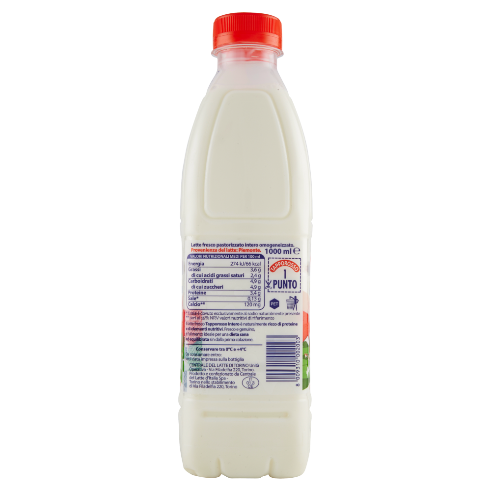 Centrale del Latte di Torino Tapporosso Latte Fresco Pastorizzato Intero 1000 ml