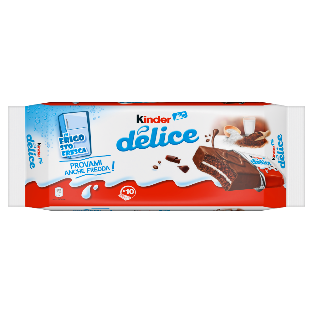 Kinder D&eacute;lice - Merendina ricoperta al cacao con farcitura al Latte - 10 pezzi 390g