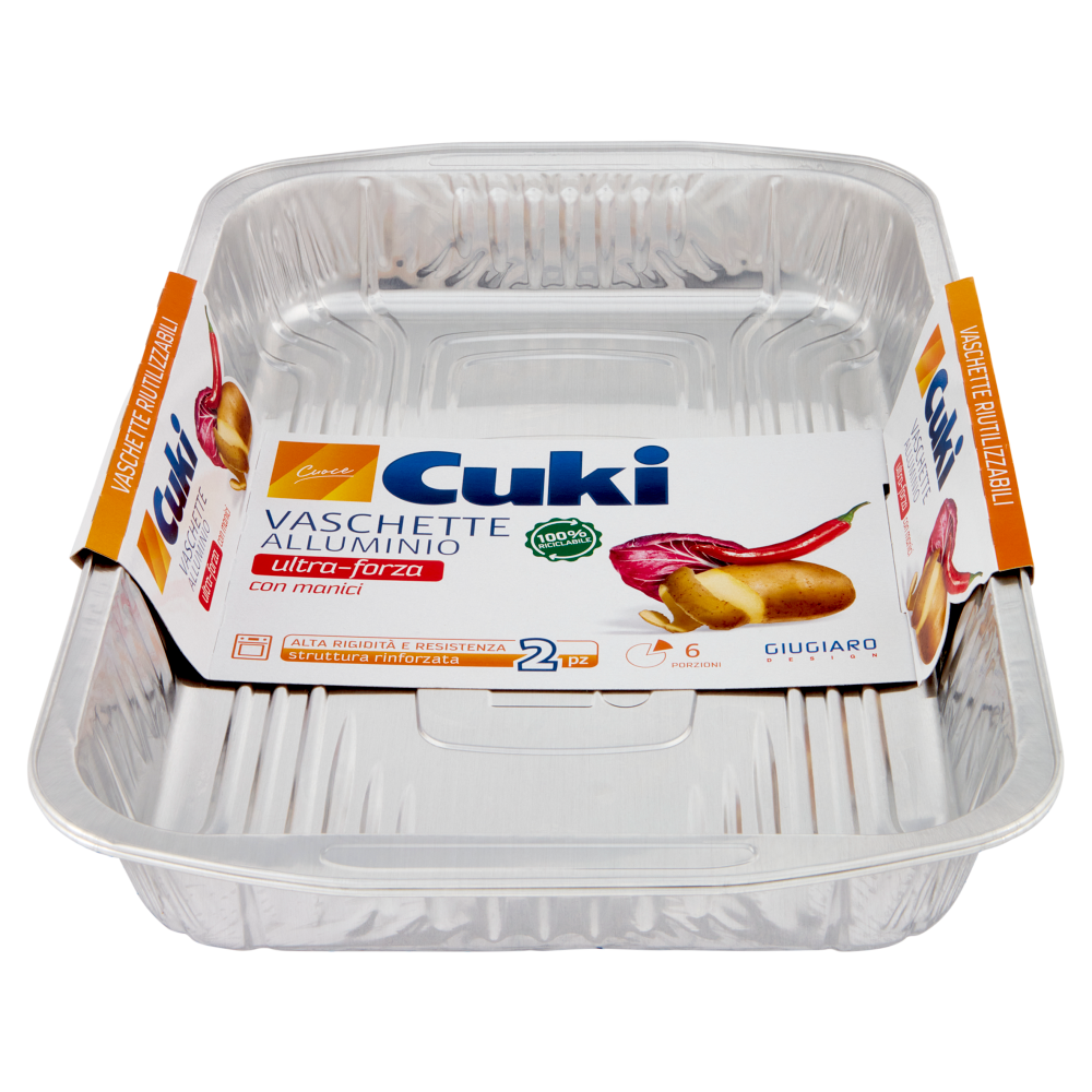 Cuki Cuoce Vaschette Alluminio ultra-forza con manici 6 Porzioni 2 pz