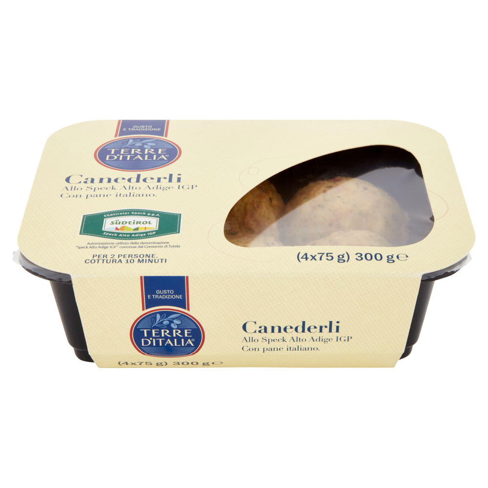 Terre d'Italia Canederli allo Speck Alto Adige IGP con pane italiano 4 x 75 g
