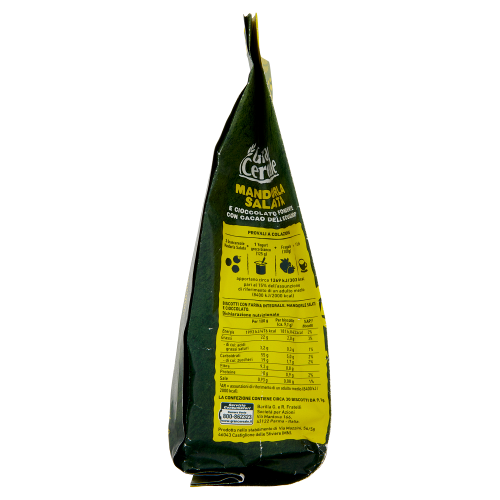 Gran Cereale Biscotti con Mandorla Salata e Cioccolato Fondente con Fave dell'Ecuador 280g