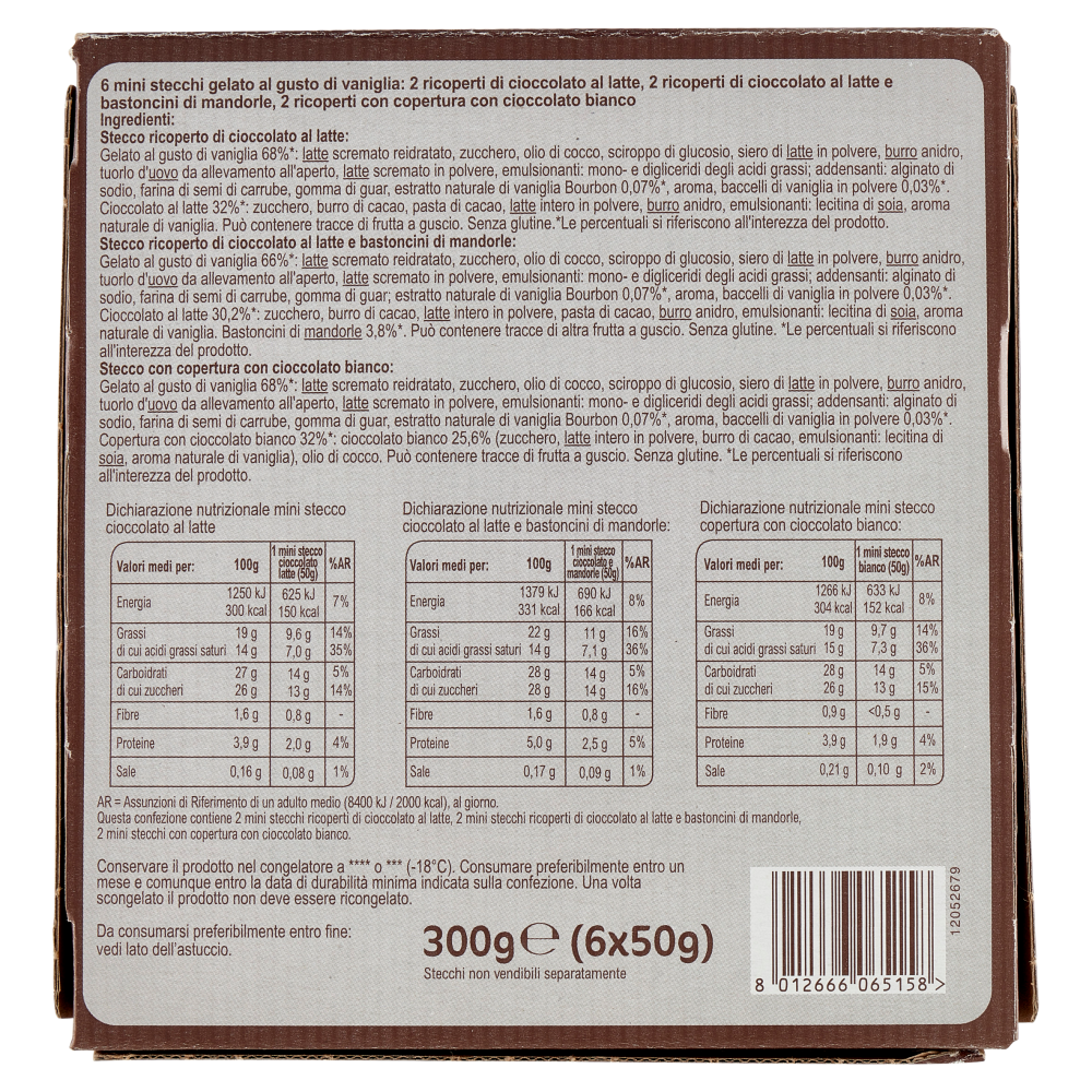 Carrefour Extra Mini Stecchi Ricoperti 6 x 50 g