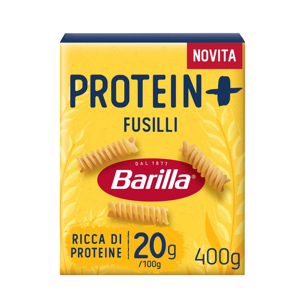 Barilla Protein+ Fusilli, Pasta Ricca di Proteine di Origine Vegetale, 400 g