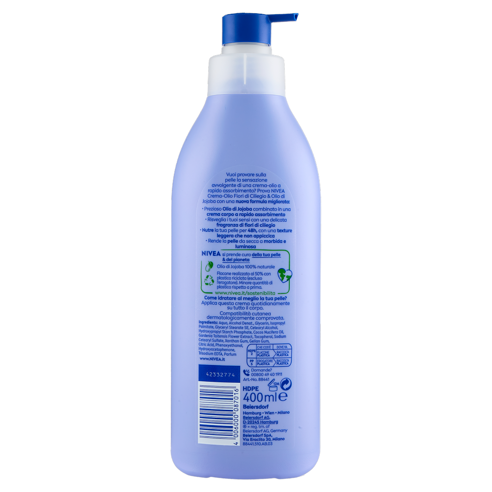 Nivea Crema-Olio Fiori di Ciliegio Olio di Jojoba 400 ml