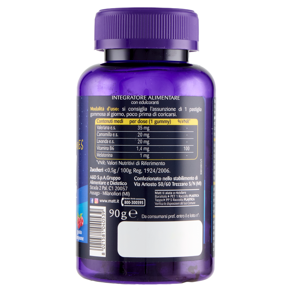 Matt Benessere Sleepy Gummies gusto lampone 30 pastiglie gommose 90 g
