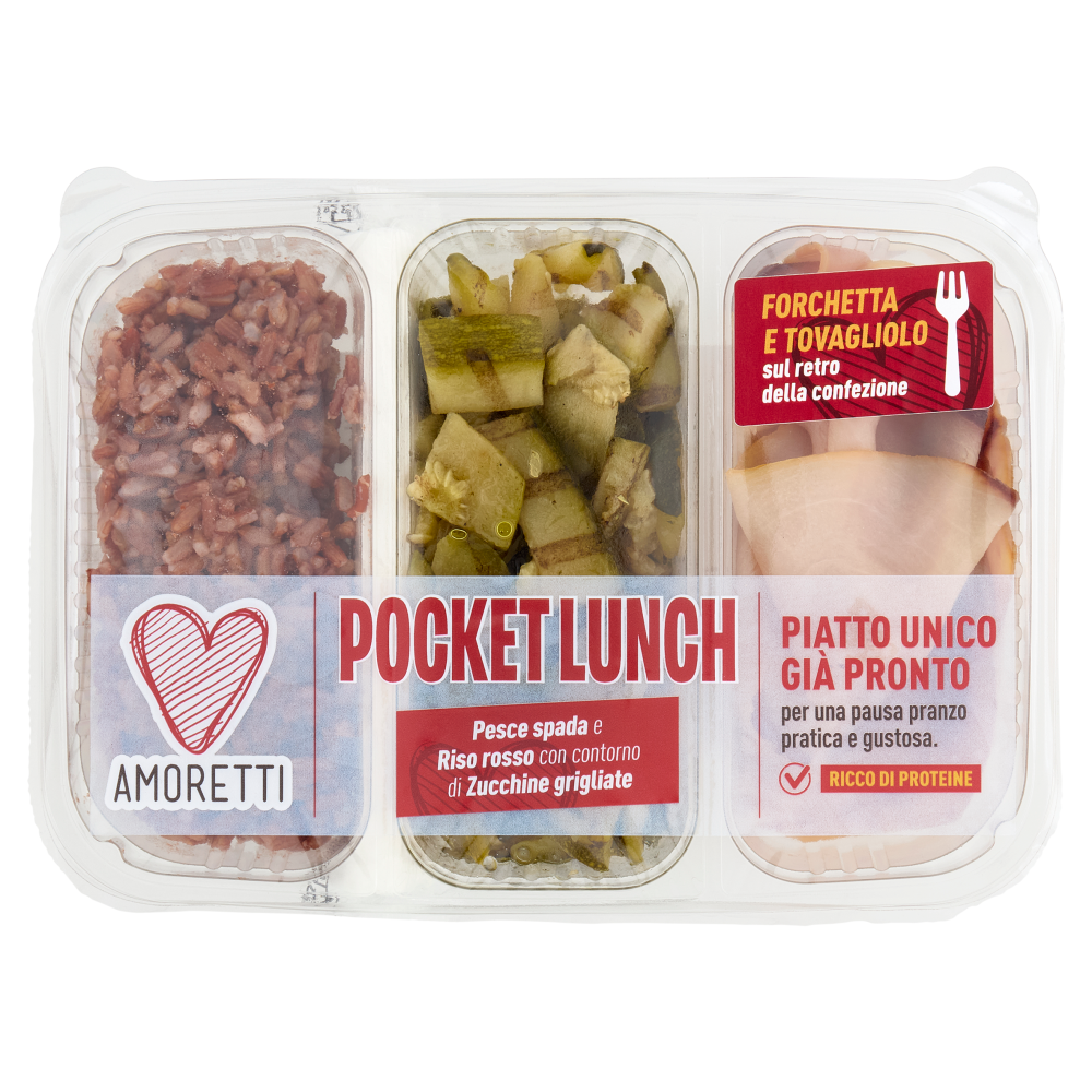 Amoretti Pocket Lunch Pesce spada e Riso rosso con contorno di Zucchine grigliate 190 g