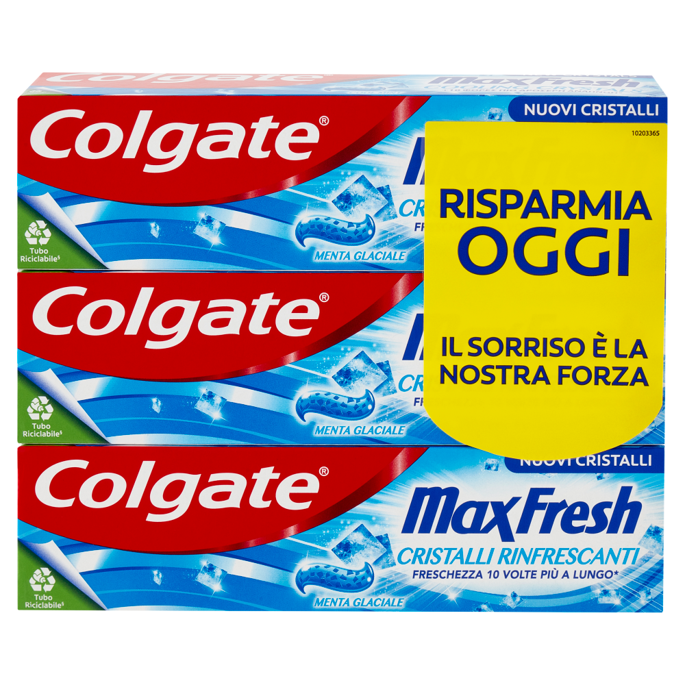 Colgate dentifricio Max Fresh Cristalli Rinfrescanti 3x75 ml
