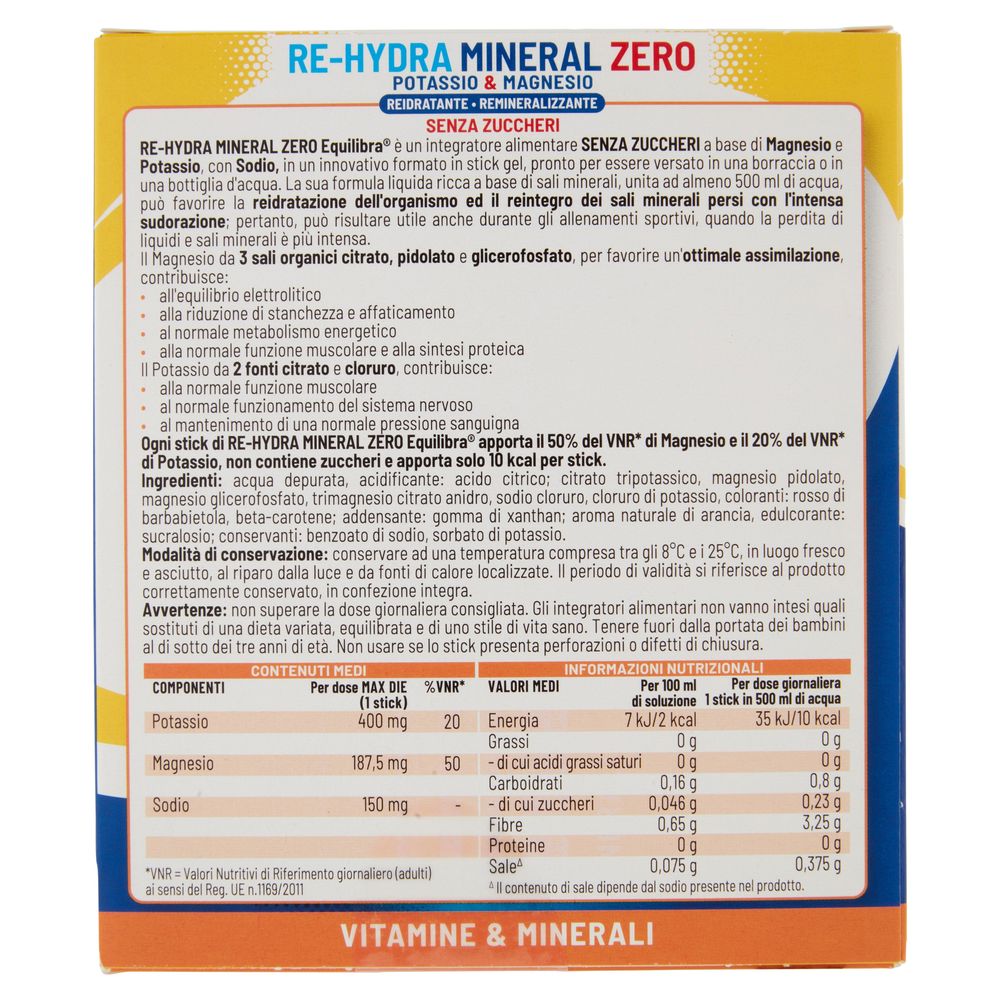Equilibra Re-Hydra Mineral Zero Potassio e Magnesio Stick Gel 12 x 30 ml