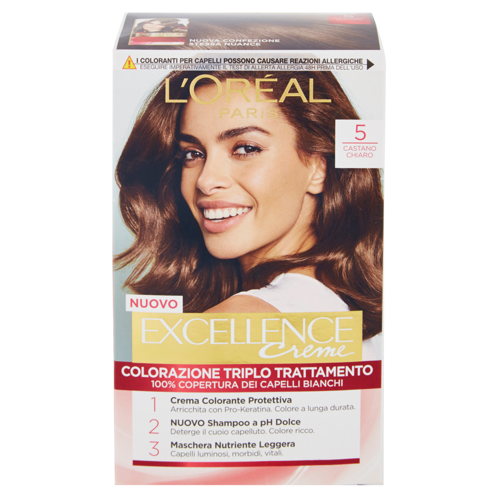 L'Or&eacute;al Paris Excellence Crema colorante triplo trattamento avanzato, 5 Castano Chiaro