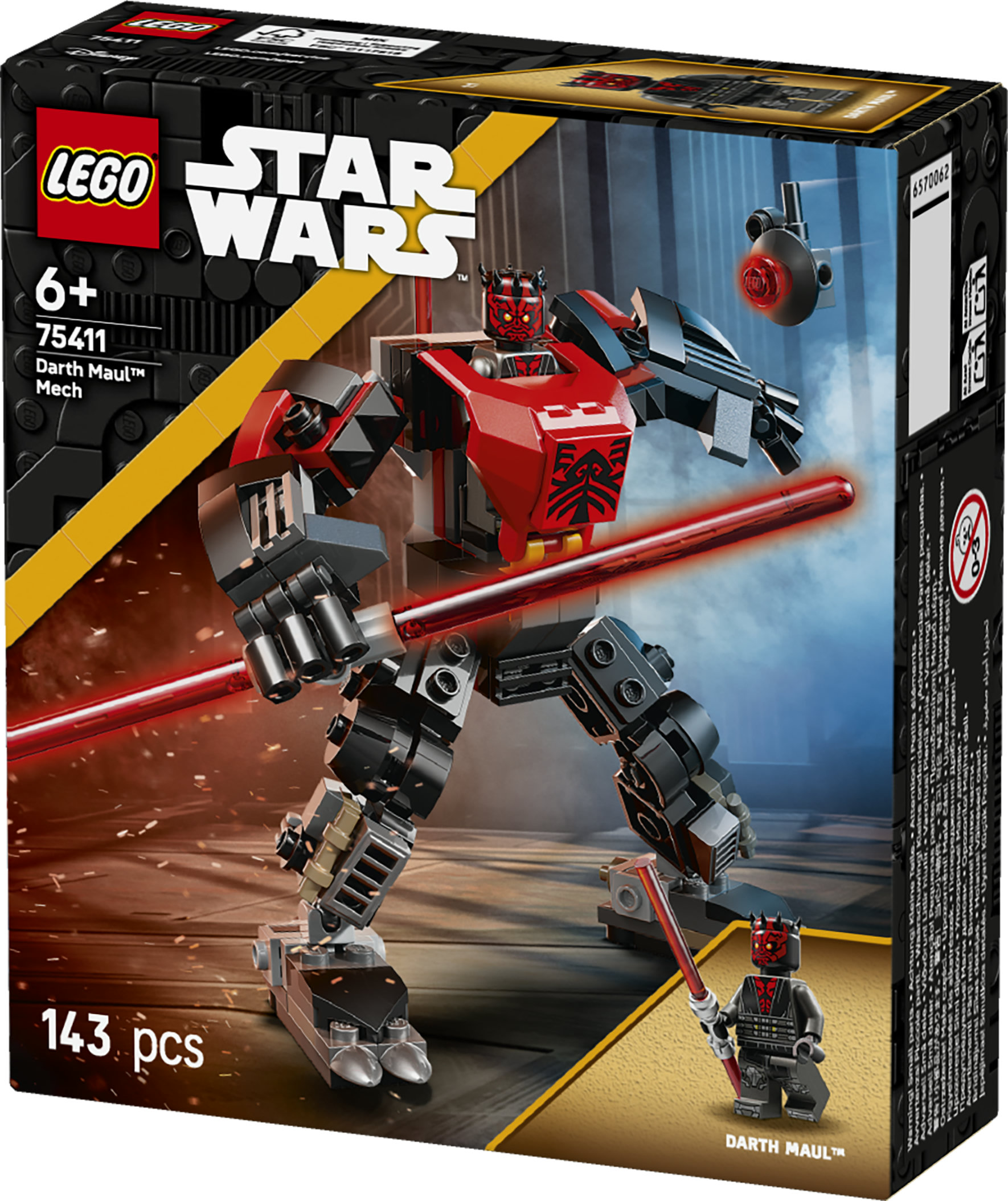 LEGO Star Wars 75411 Mech Darth Maul, Action Figure Giocattolo da Esposizione con Spada Laser e Minifigure, Idea Regalo 6+ Anni