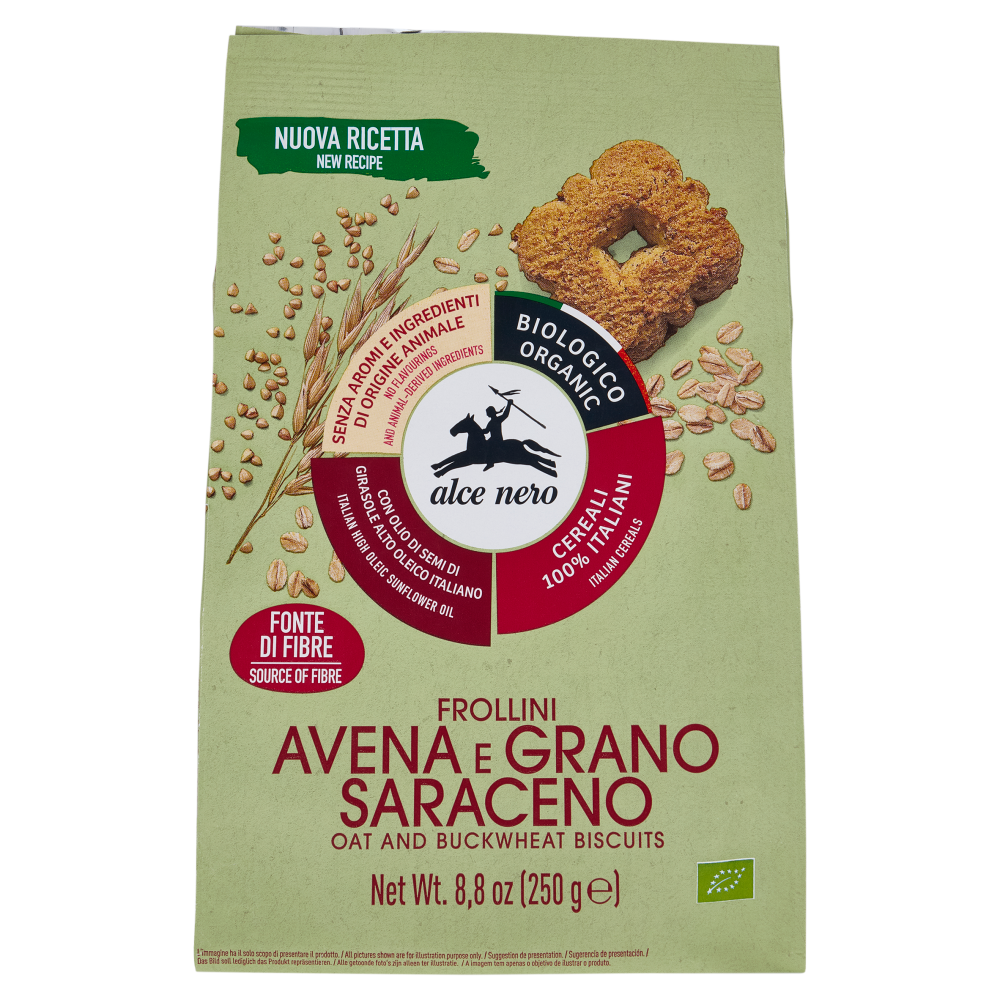 alce nero Frollini Avena e Grano Saraceno 250 g