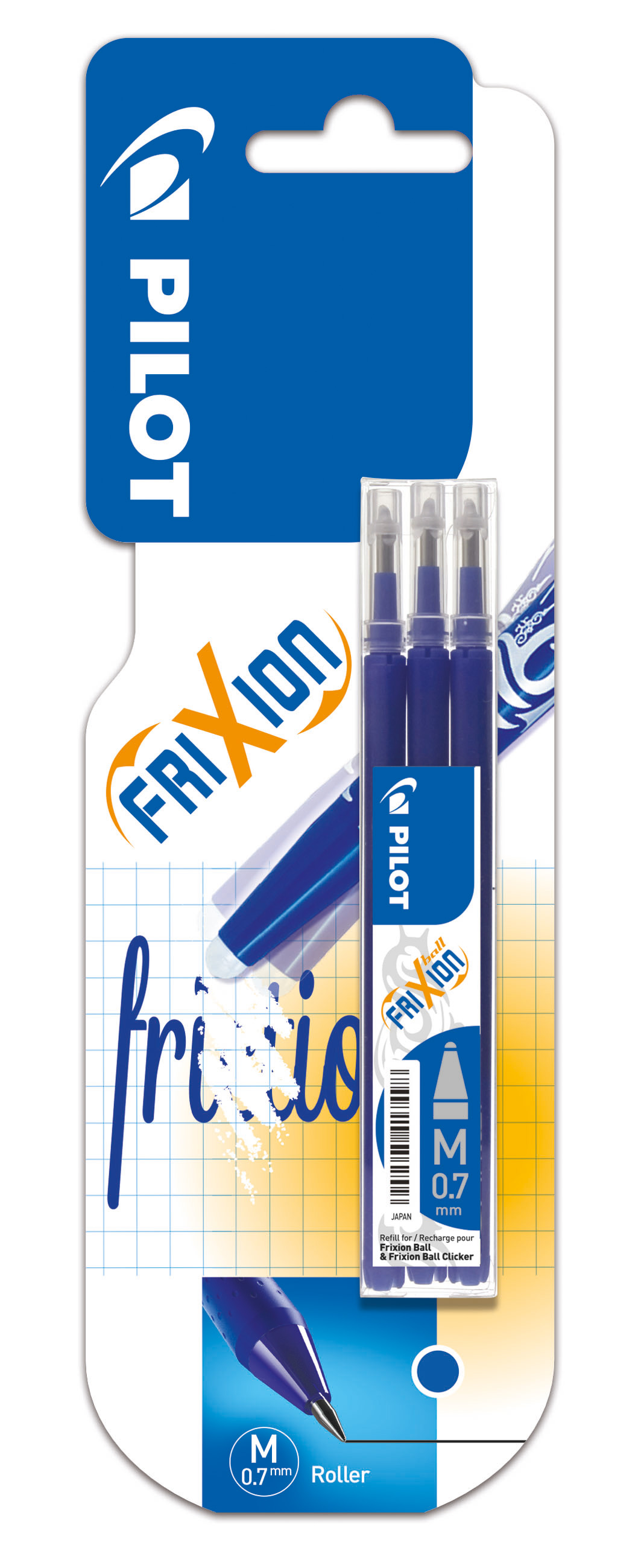 Pilot Frixion - Set di 2 ricariche Frixion con inchiostro cancellabile blu  – Compatibile con Frixion Ball e Frixion Clicker – Spessore medio –