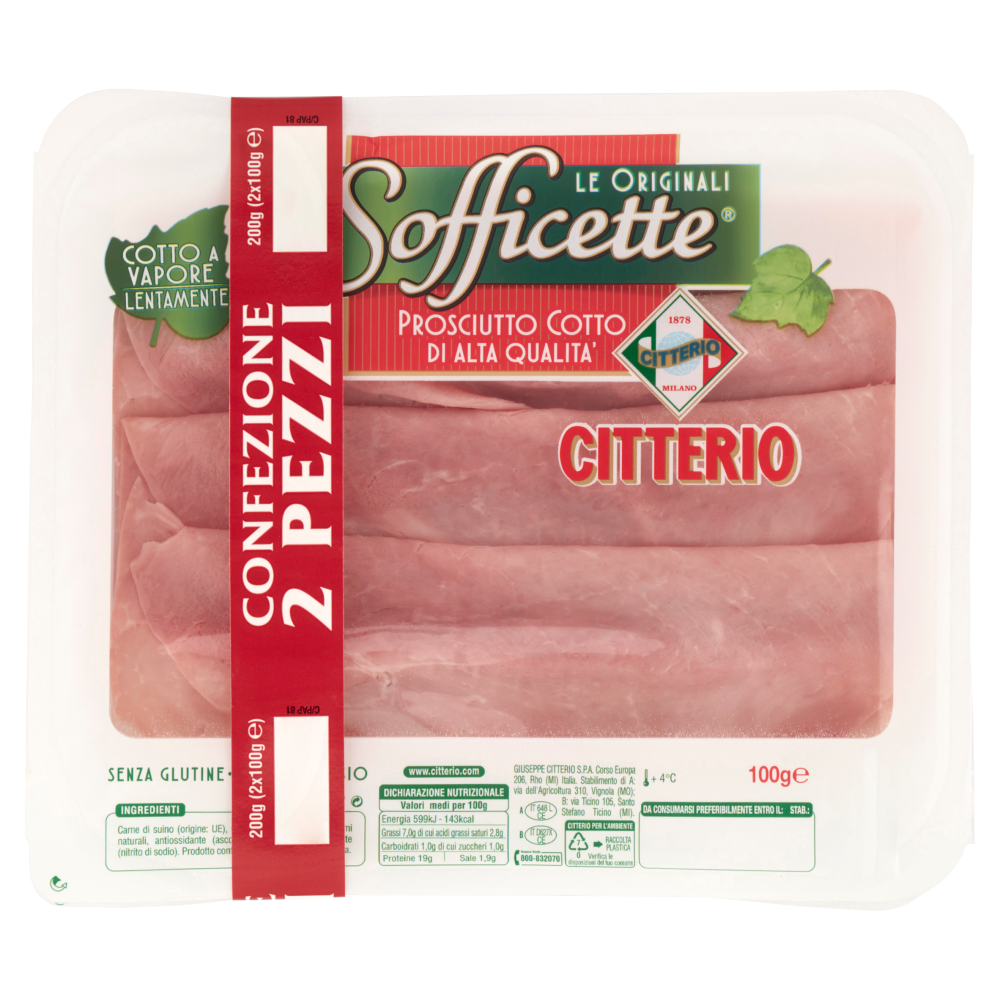 Citterio Sofficette Prosciutto Cotto di Alta Qualità 2 x 100 g