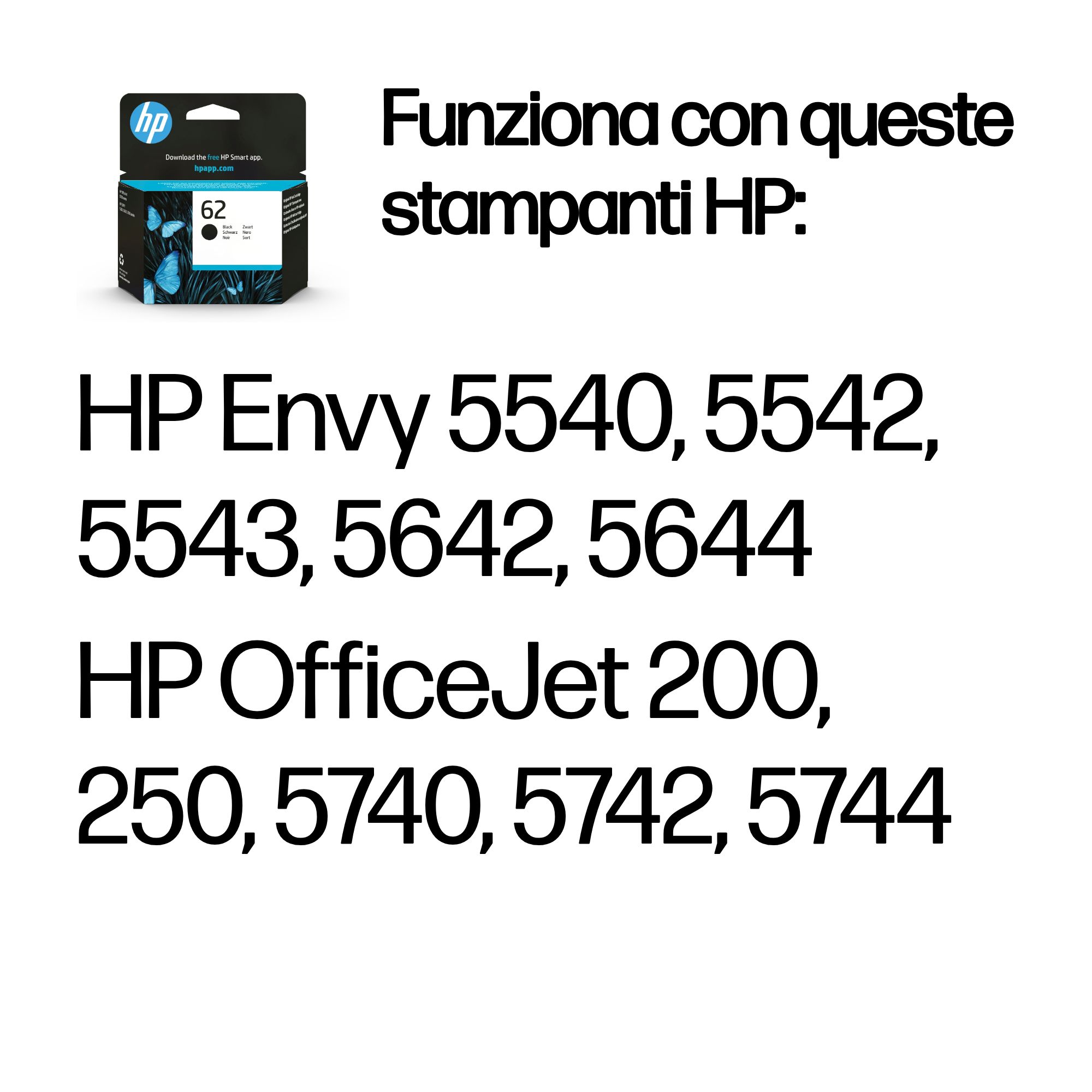 HP Cartuccia originale inchiostro nero 62