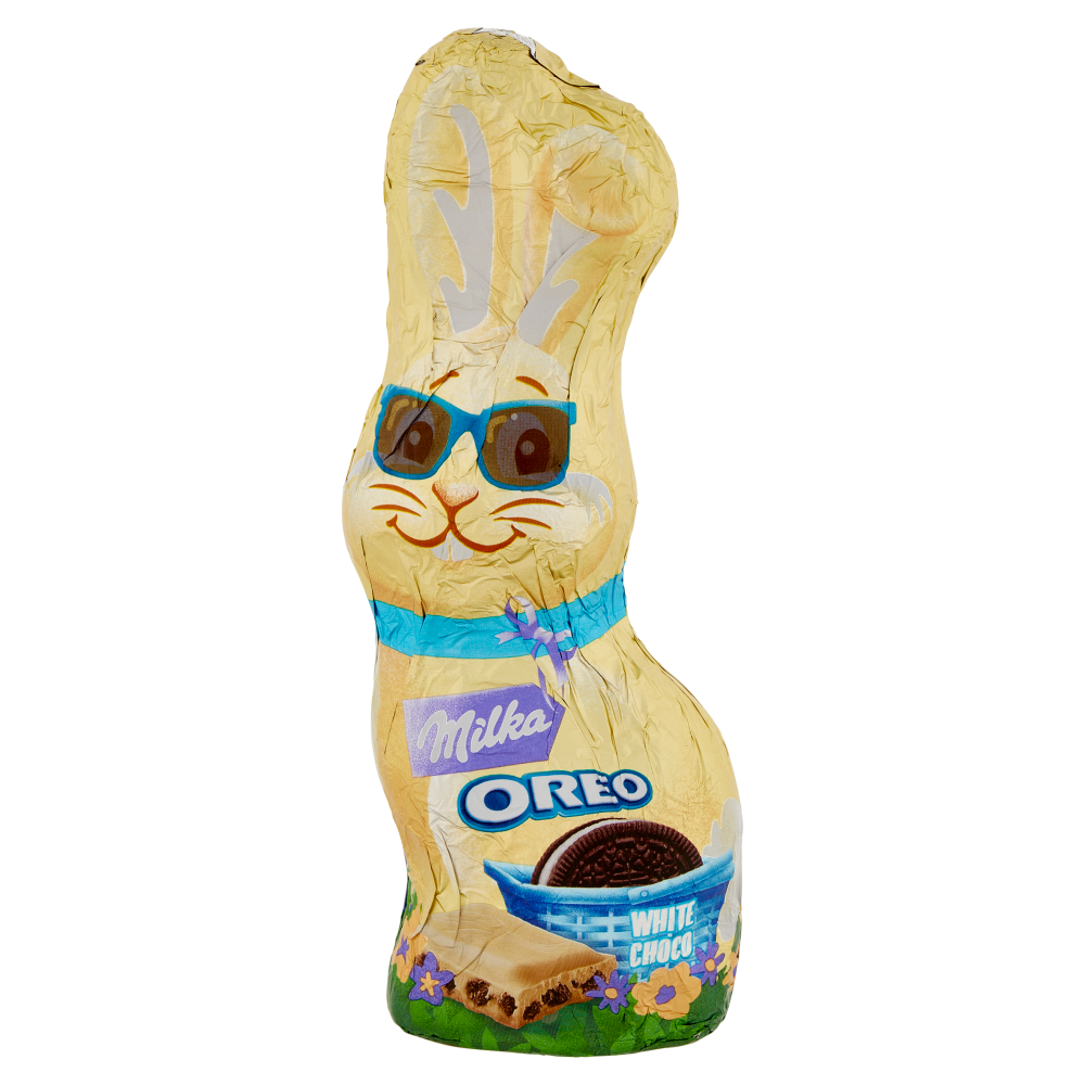 Milka Bunny Oreo Bianco, Coniglietto cioccolato bianco e biscotti Oreo 100g
