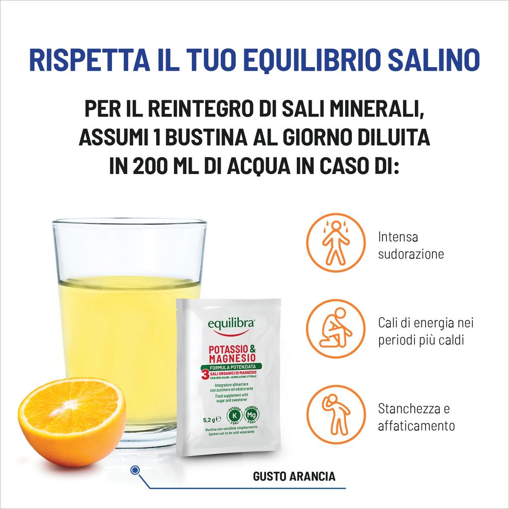 Equilibra Potassio e Magnesio 3 Formula Potenziata Bustine Monodose 20 x 5,2 g