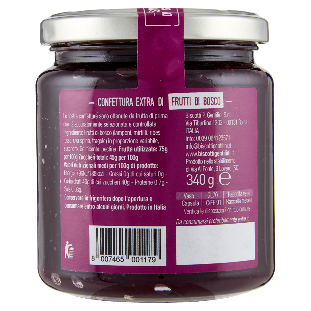 Gentilini Confettura Extra di Frutti di Bosco 340 g