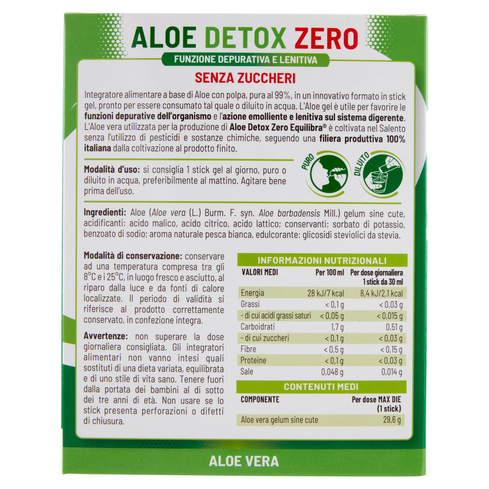 Equilibra Aloe Detox Zero Stick Gel 10 x 30 ml
