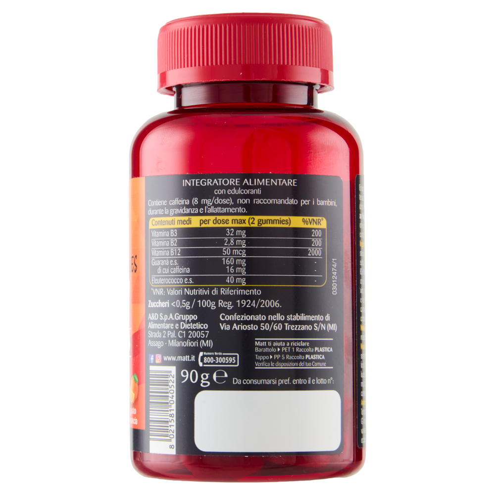 Matt Benessere energy Gummies 30 pastiglie gommose 90 g