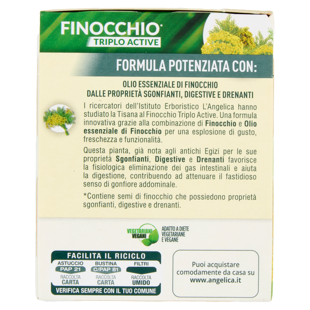 L'Angelica Le Tisane Finocchio Triplo Active 18 Filtri 36 g