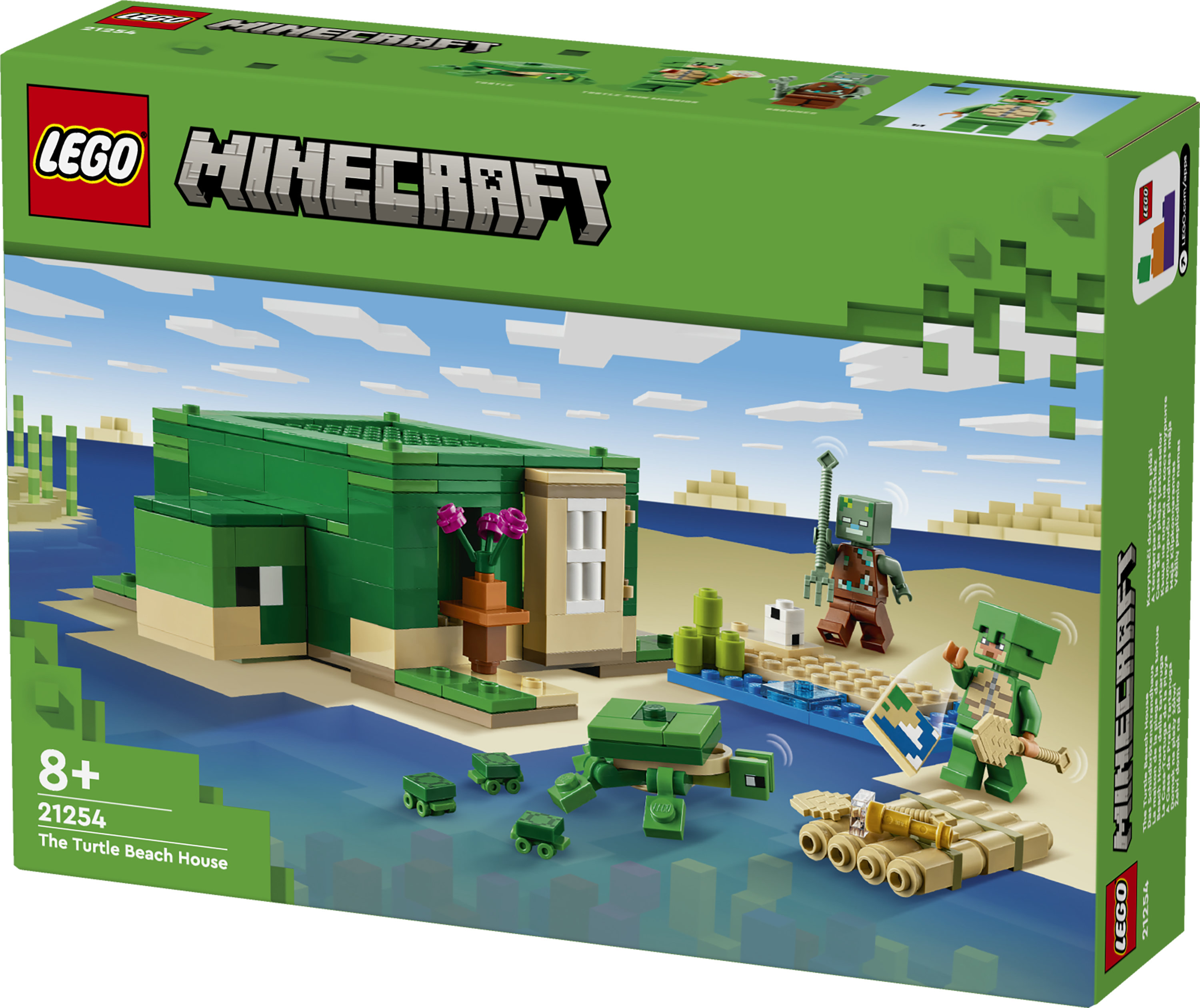 LEGO Minecraft 21254 Beach House della Tartaruga, Casa Giocattolo da Costruire per Bambini di 8+ Anni con Personaggi e Animali