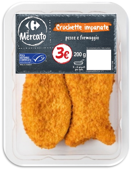 Crocchette impanate con pesce e formaggio Carrefour il Mercato