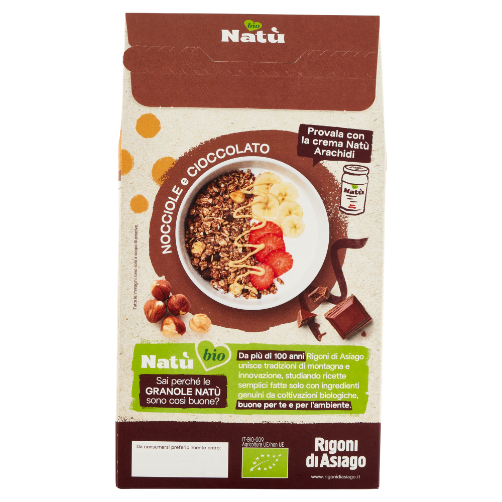 Rigoni di Asiago Natù Fonte di Proteine Vegetali Granola Nocciole e Cioccolato bio 250 g