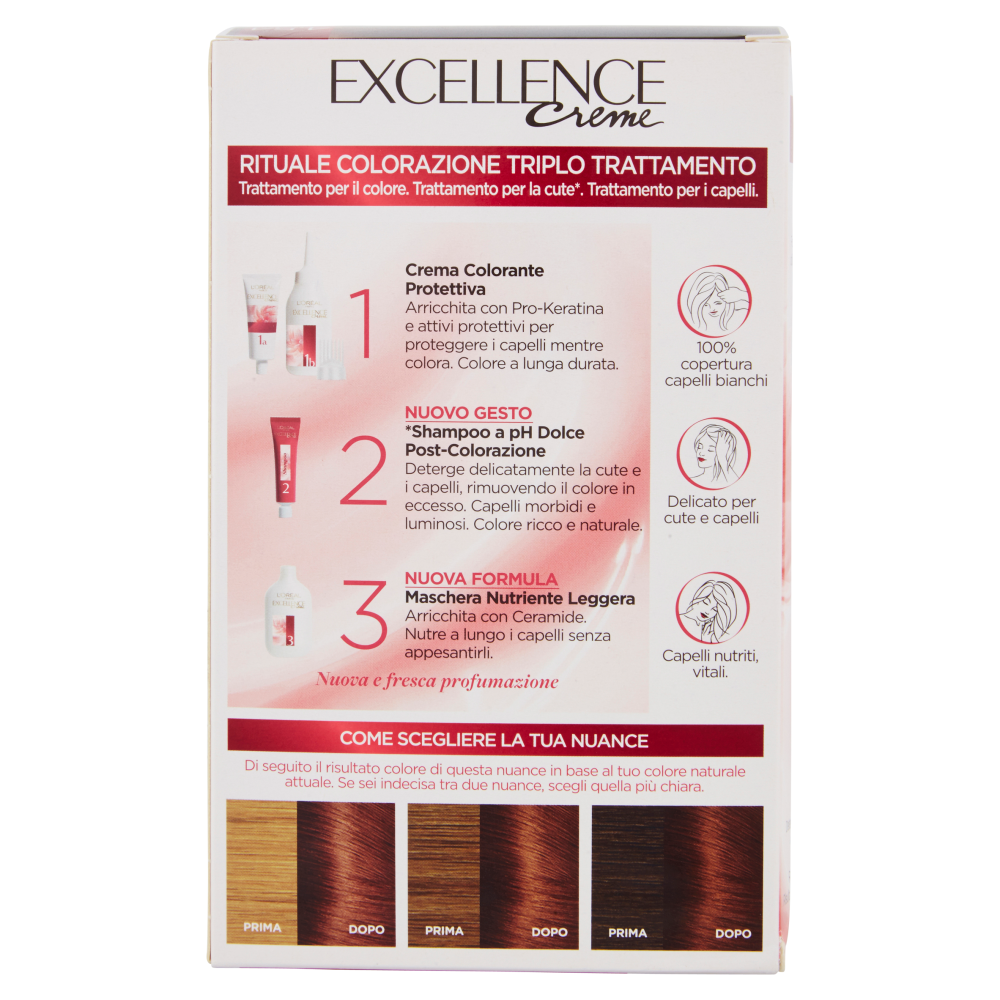 L'Or&eacute;al Paris Excellence Crema colorante triplo trattamento avanzato, 4.54 Castano Mogano Ramato