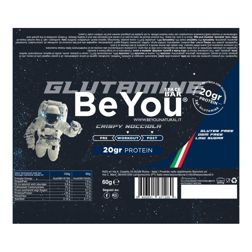 BeYou, SPACE BAR Glutamine Crispy Nocciola 60 g
