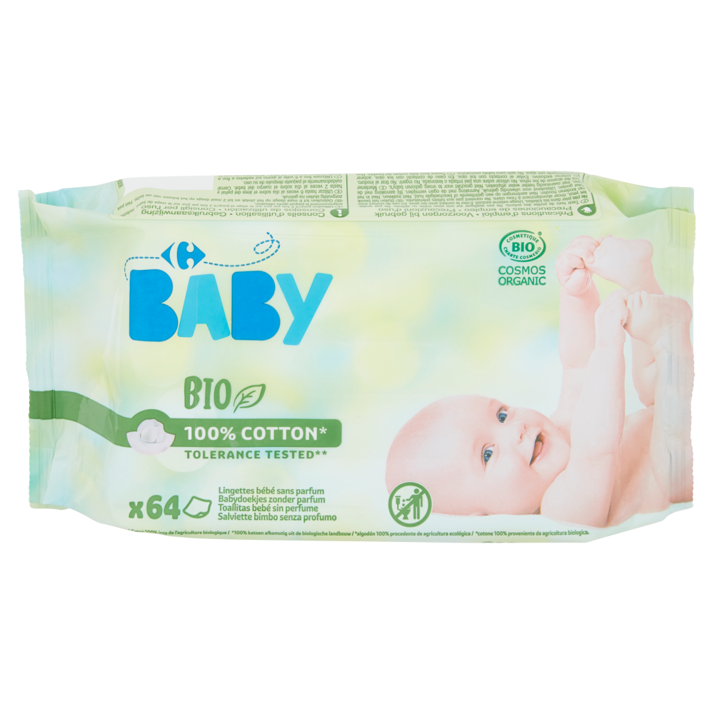 Carrefour Baby Bio Salviette bimbo senza profumo 64 pz