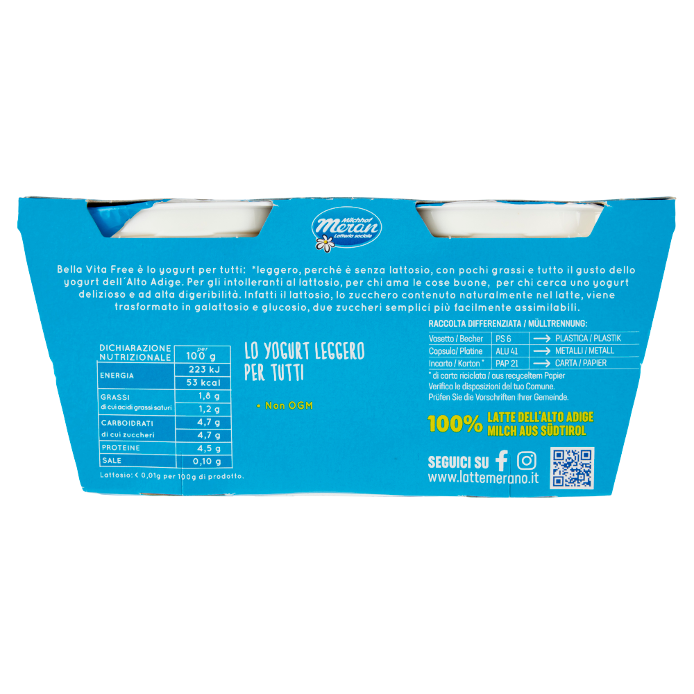 bella vita free Senza Lattosio Bianco 2 x 125 g