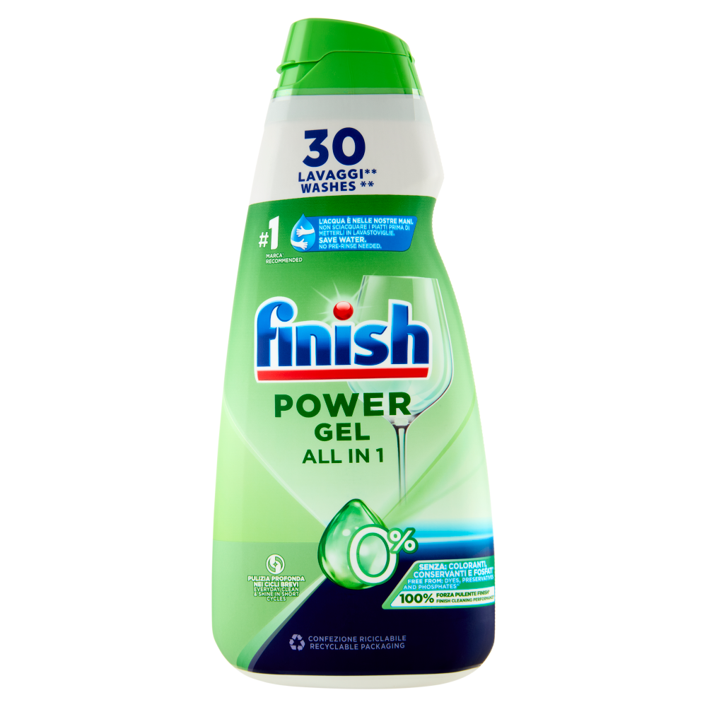 Finish Power Gel 0% liquido lavastoviglie 30 lavaggi 600 ml