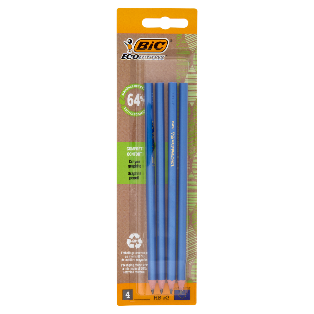 Bic Ecolutions Matite HB Triangle, 4 pezzi