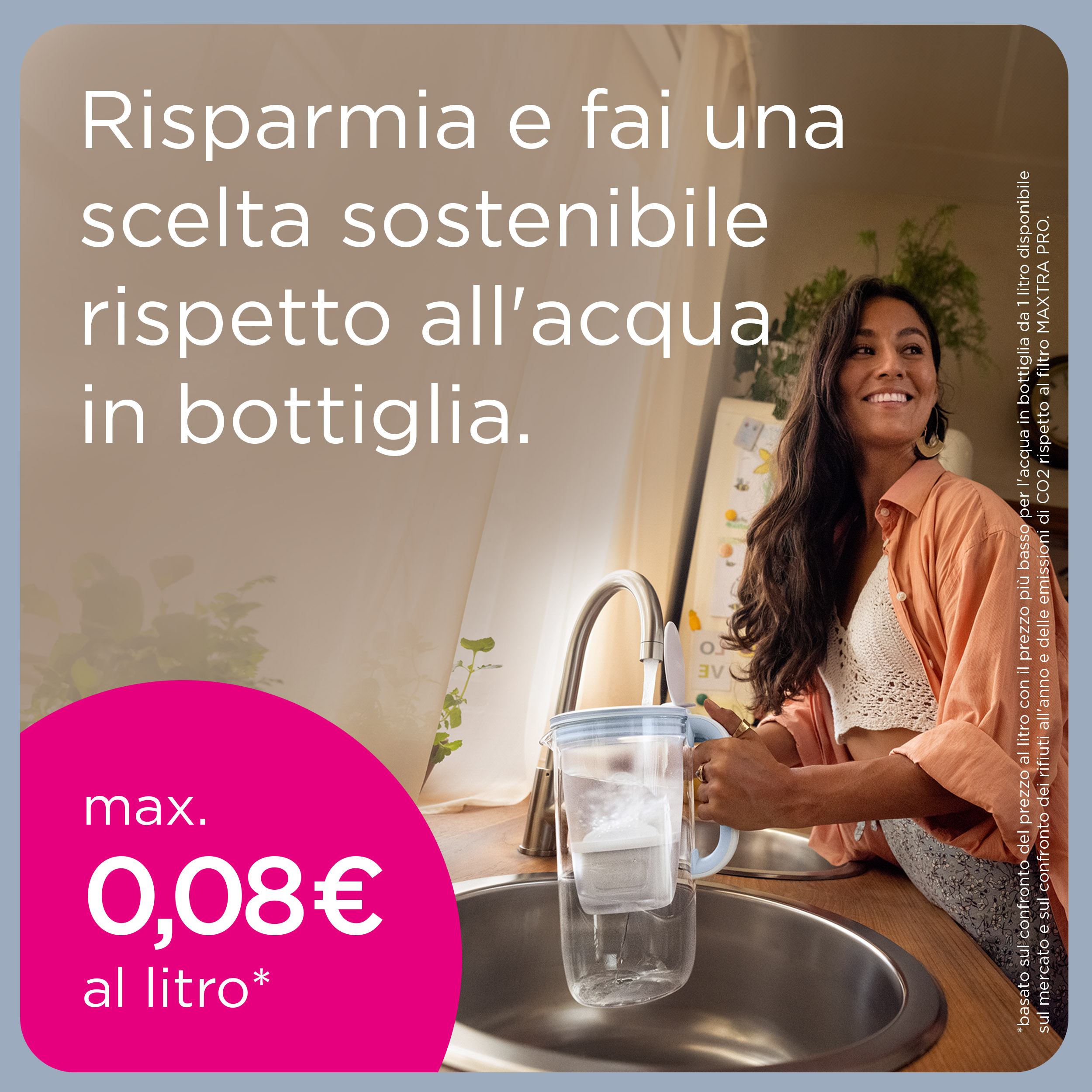 Brita Caraffa filtrante vetro (2.5L) incl. 1x filtro MAXTRA PRO All-in-1 che riduce cloro, calcare, PFAS e metalli - Caraffa premium