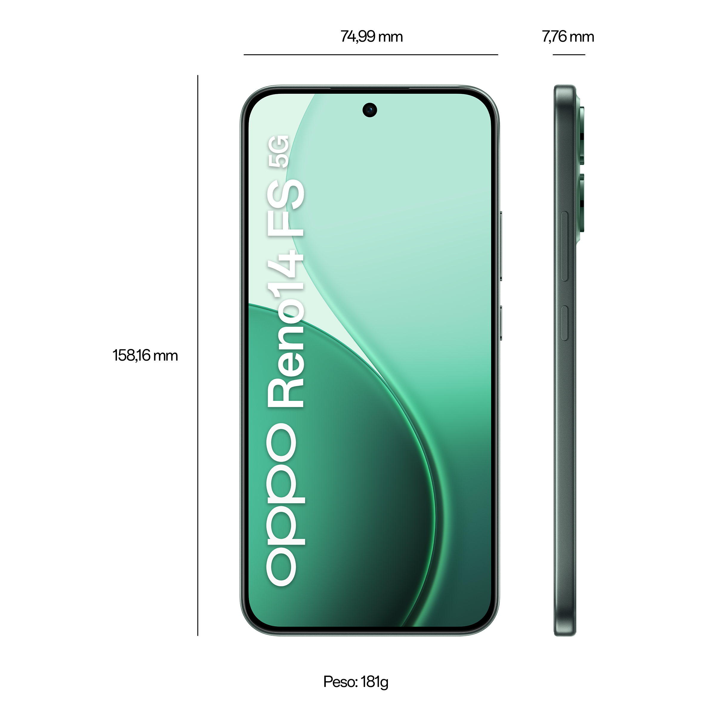 OPPO Reno14 FS 5G 16,7 cm (6.57") Doppia SIM Android 15 USB tipo-C 12 GB 512 GB 6000 mAh Verde