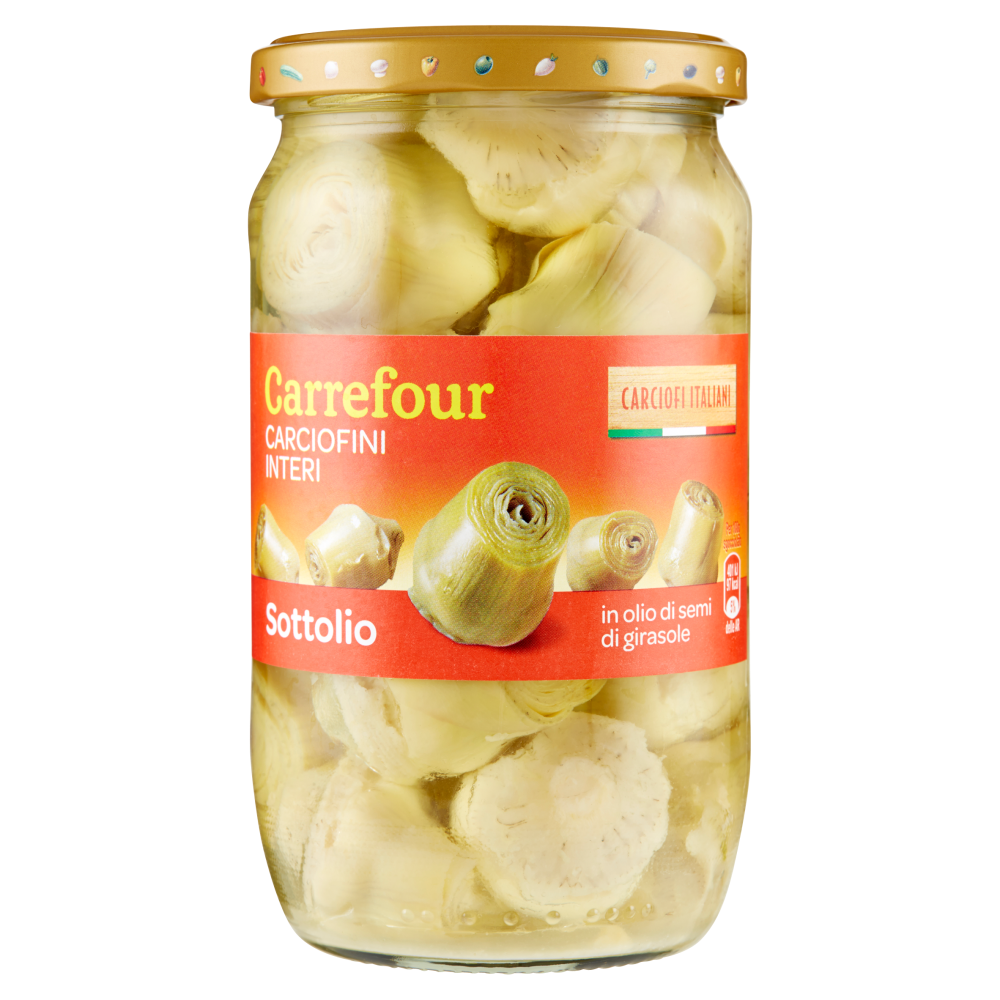 Carrefour Sottolio Carciofini Interi in olio di semi di girasole 670 g