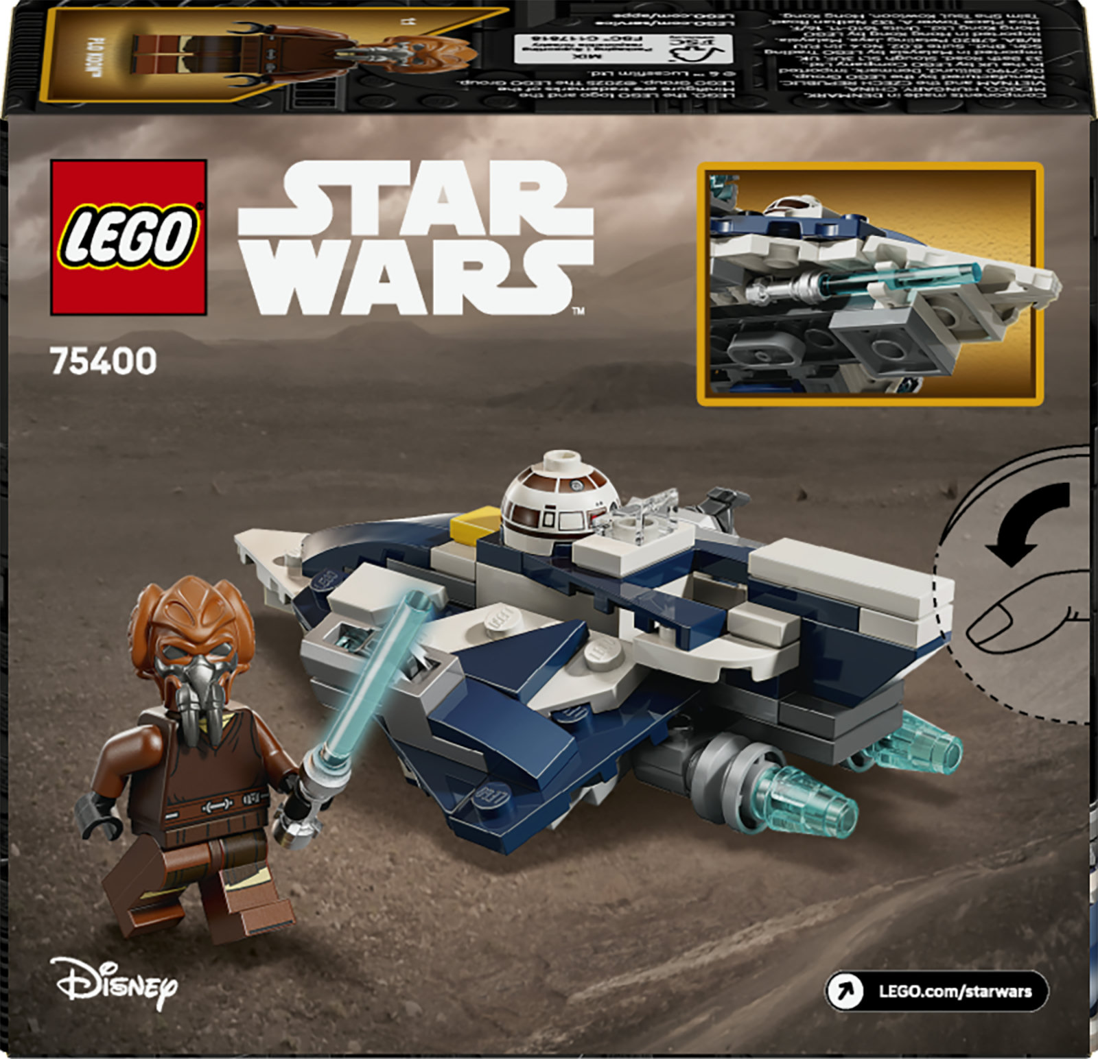 LEGO Star Wars 75400 Microfighter Jedi Starfighter di Plo Koon, Astronave Giocattolo con 2 Shooter e Minifigure, Regalo da 6+