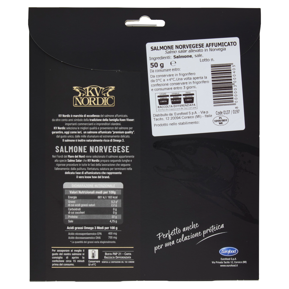 KV Nordic Salmone Norvegese Affumicato 50 g