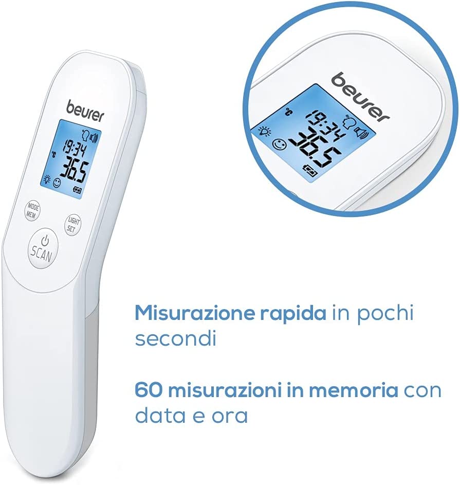 Beurer Ft 85 Termometro senza Contatto s Raggi Infrarossi per la Misurazione della Temperatura Corporea, Ambientale e di Oggetti