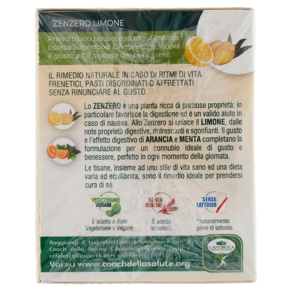 L'Angelica Le Tisane superfood Zenzero Limone 20 Filtri 34 g