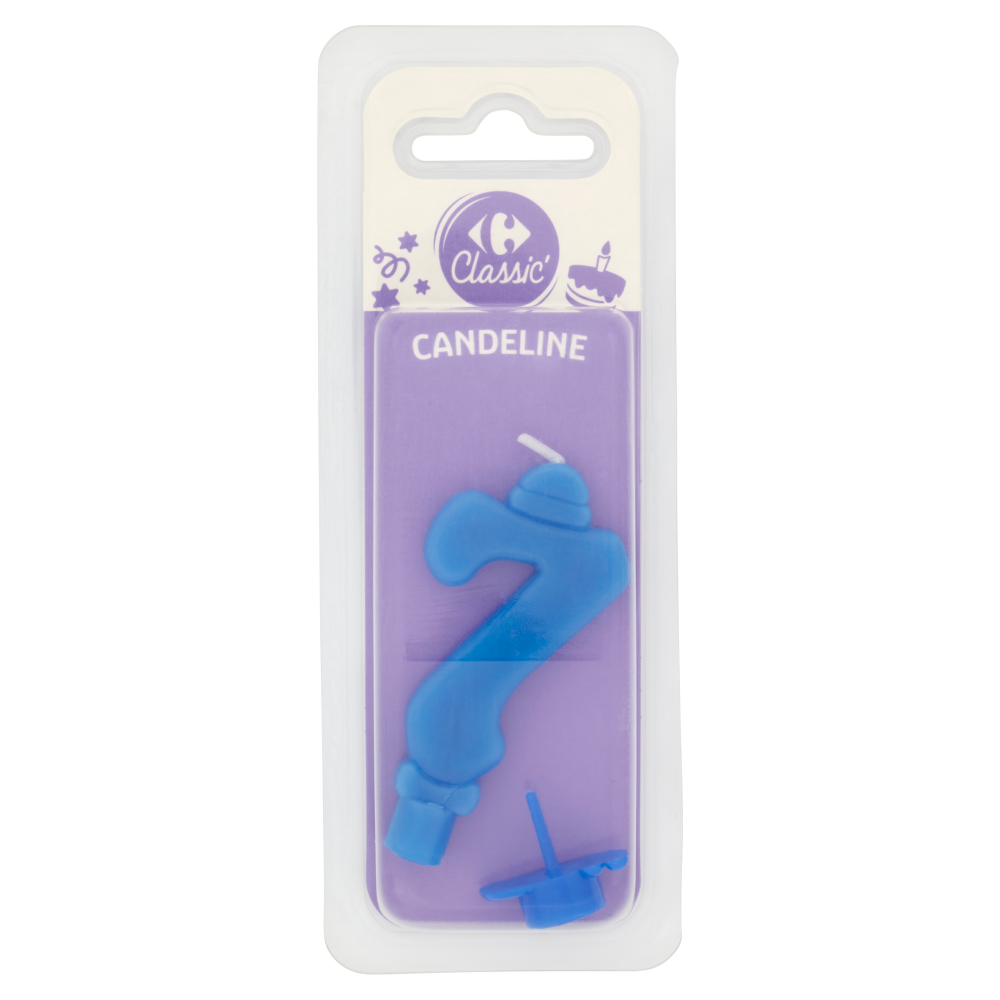Carrefour Classic Candelina Numero 7 Azzurra con supporto