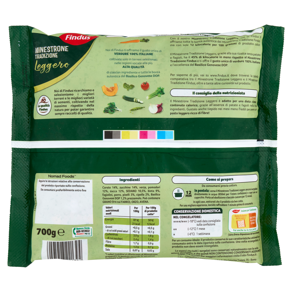 Findus Minestrone Tradizione Leggero con Basilico Genovese DOP 700 g