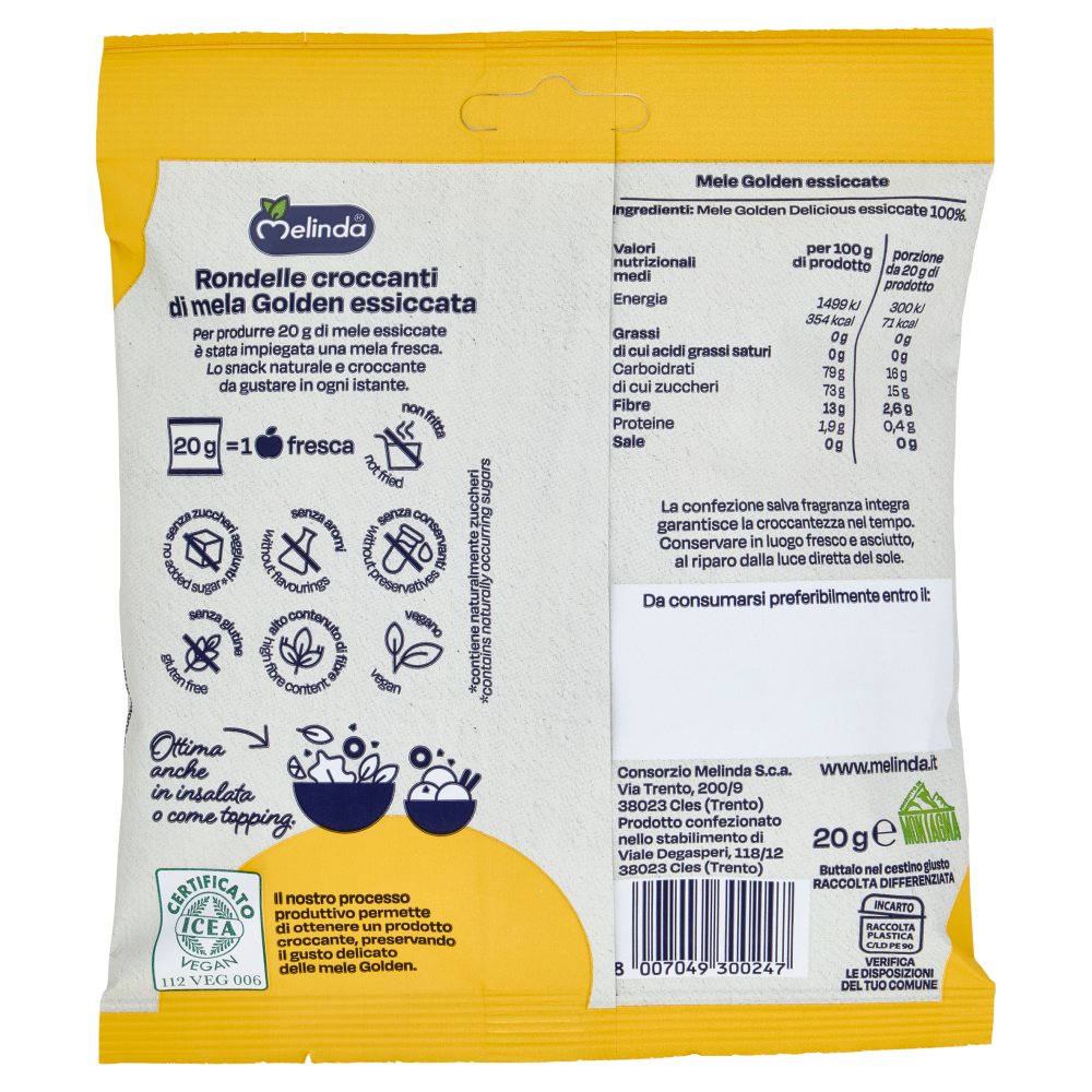 Melinda mela Golden di Montagna Essiccata 20 g