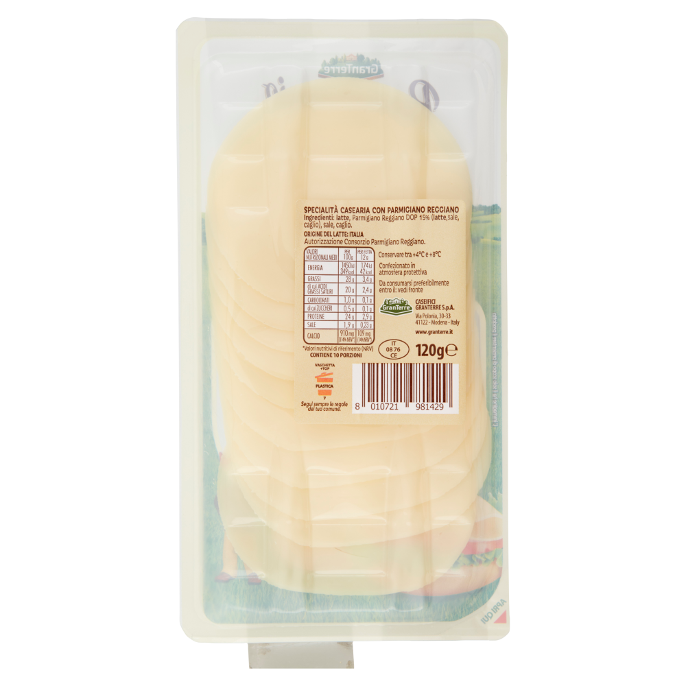 Parmareggio Formaggio a Fette con 15% di Parmigiano Reggiano 120 g