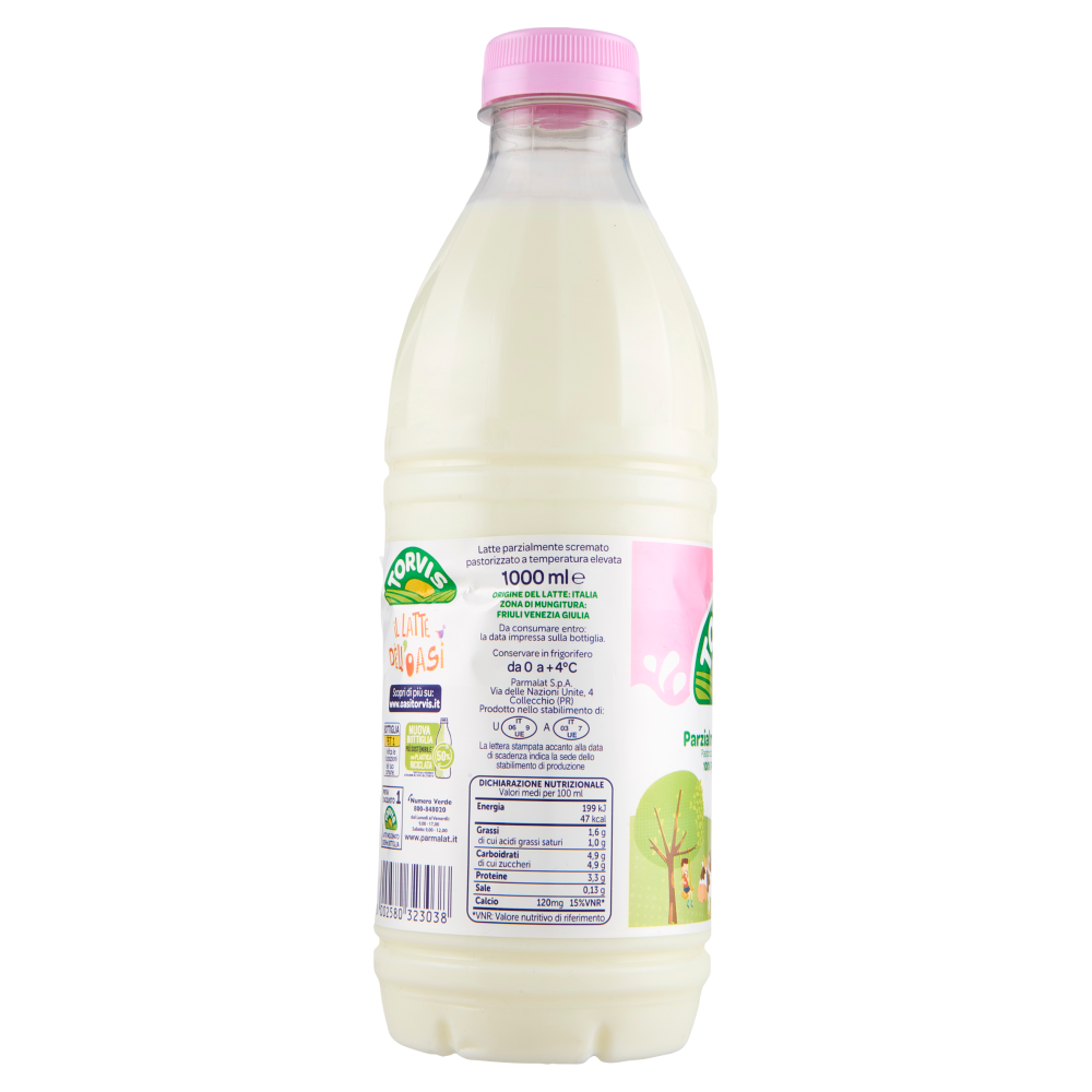 Torvis Latte Parzialmente Scremato Pastorizzato a temperatura elevata 1000 ml